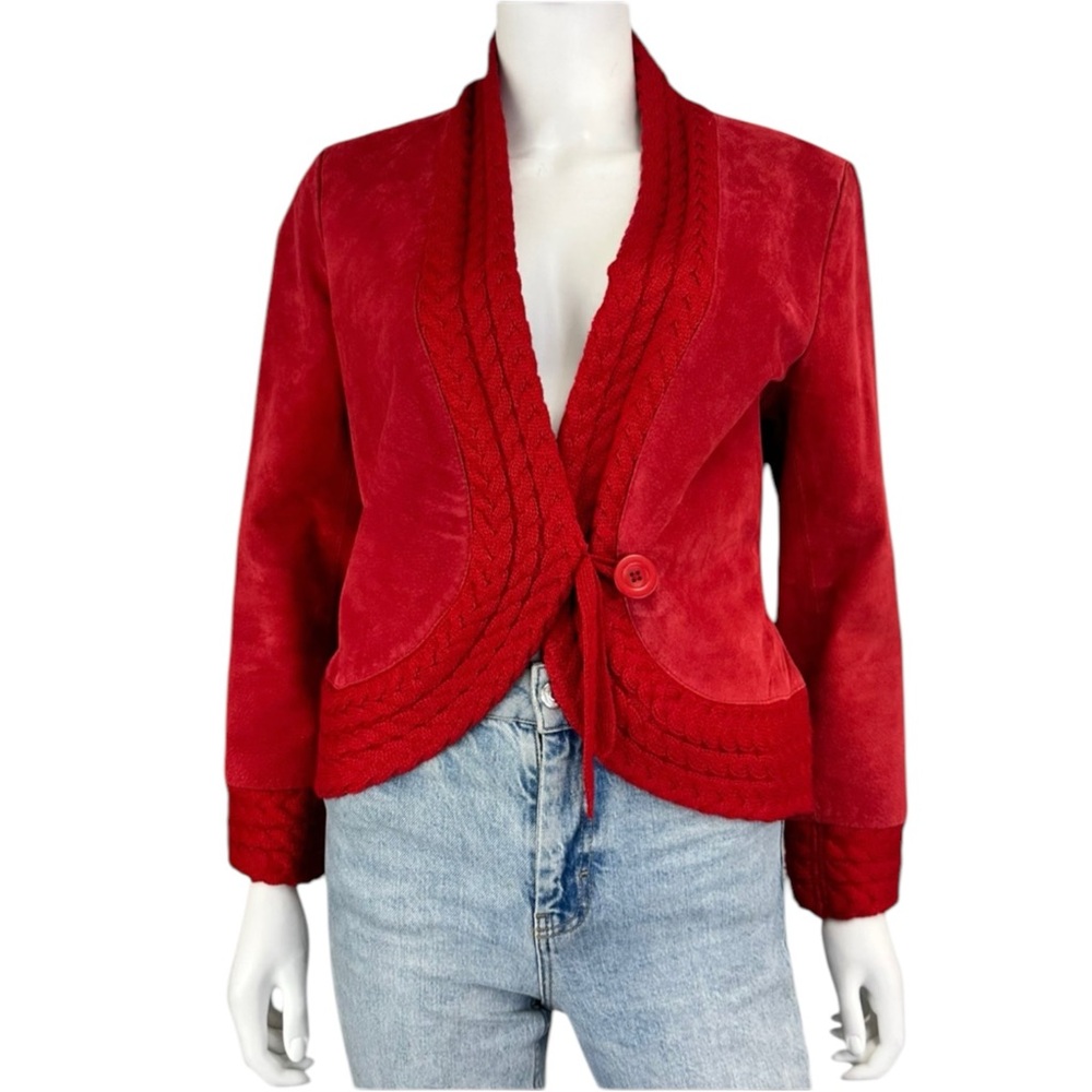 Coldwater Creek  Red Suede Leather Jacket Size PS G0292